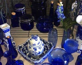 Blue & White Gingsing Jar, Bowl Vases, Etc.