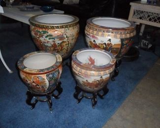 Asian style flower pots