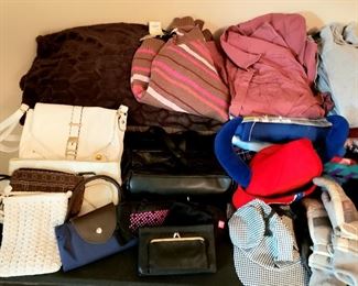 More clothing, purses, billfolds, hats etc.