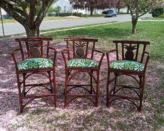 3 vintage bamboo barstools $300
