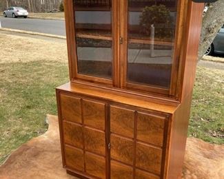 I'd century bar cabinet burled wood $350