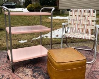 Metal cart $170
Vintage poof stool ottoman $50
Chair $24