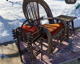 Wood boho chair and table accessories
$150