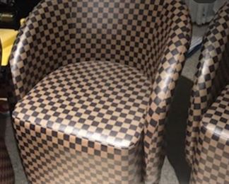 Custom Louis Vuitton inspired vintage barrel chairs $200 each or $309 for both