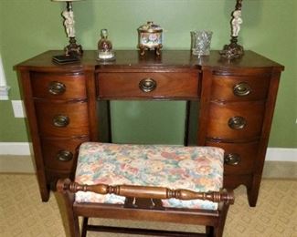 Vintage Mahogany Dressing Table, Boudoir Bench