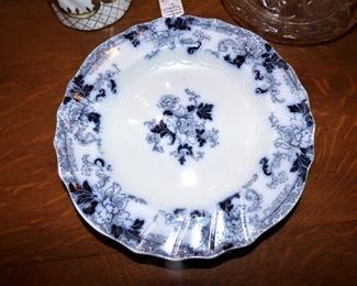Antique Flow Blue  "Fountainbleu" Pair of Plates