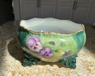 4. Limoge Porcelain Footed Violet Bowl (9" x 5")