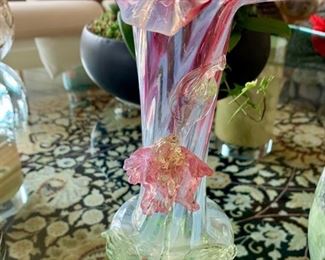 26. Hand Blown Footed Vase (10")