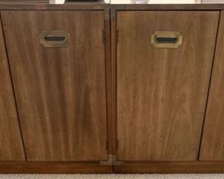 43. Pair of Walnut Cabinets w/ Brass Detail (30" x 18" x 29")