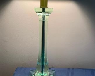52. Pair of Green Glass Lamps (22.5") 