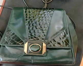 Barbara Bolan Green Leather Purse