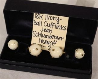 18k ivory ball cufflinks, Jean Schumberger, France