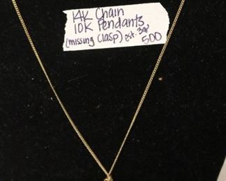 14k chain, 10k pendants