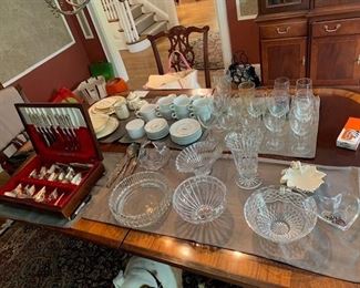 Assorted Named Glass - Waterford, baccarat, others / the flatware is plate service for 8  