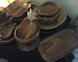 Wooden bowls and plates.