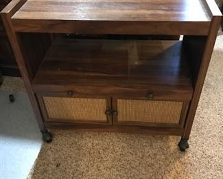 Small wooden cart - drawer pulls out for shelf.