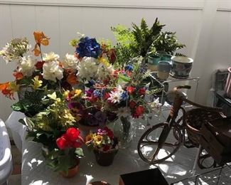 Selection of artificial flower arrangements.