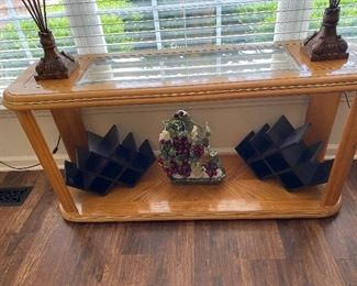 Console table with glass insert
