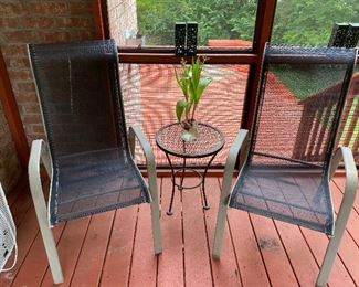 several mesh patio chairs available