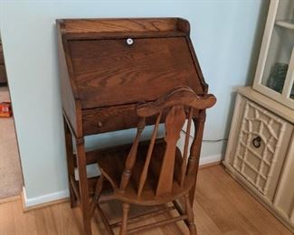 Cute small antique desk and chair