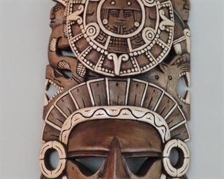 Hand-Carved Aztec Wooden Mask