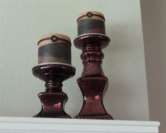 Pair Luster Candle Holders