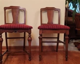 2 Mismatched Wooden Dining Chairs