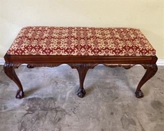 Chippendale Style Upholstered Bench