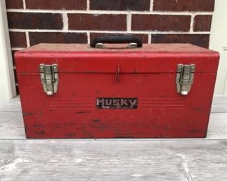 Red Metal Husky Toolbox with Mostly Plumbing