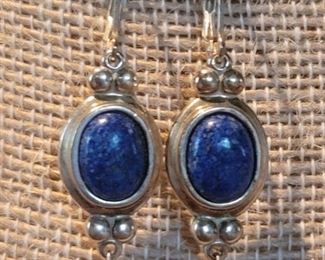 925 Sterling Earrings with Lapis & Cultured Pearl