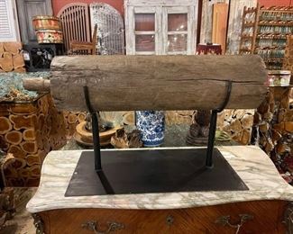 Antique rice roller on stand (several are available)