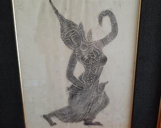 Vintage Rare Thai Temple Rubbing