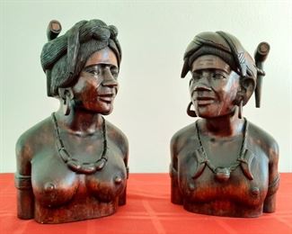 Wooden Tribal Male Female Sculpture