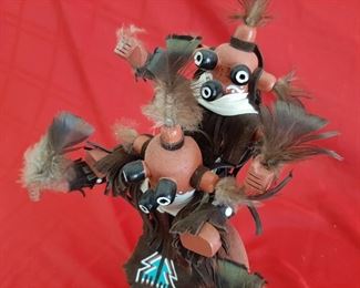 Double Mudhead Kachina Doll Woven basket