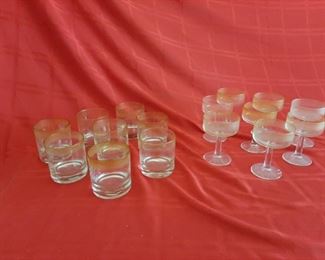 Mid Century Frosted Glass Set