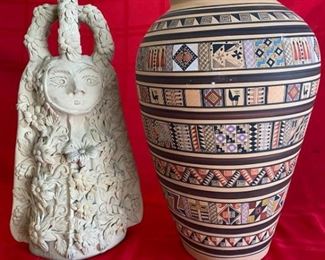 Unique Clay Flower Madonna Southwest Vase