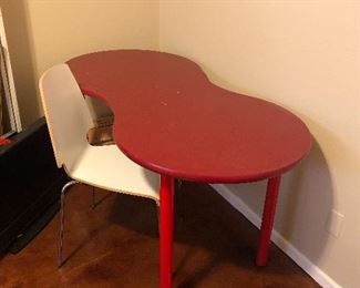 red  modern desk and chair 