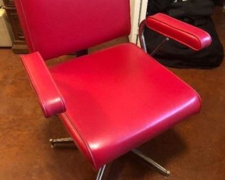 salon- chair from the san antonio  beauty school - has plaque on back - reclines-COOL chair !!