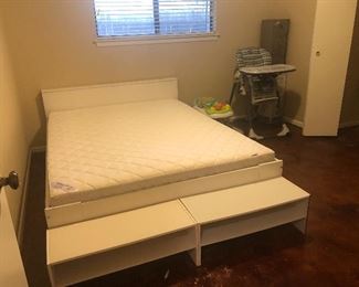 ikea white queen bed  
