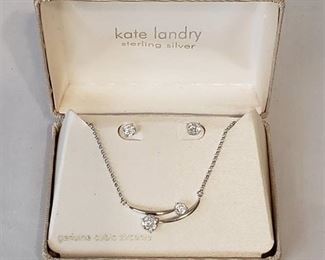 Kate Landry Sterling Silver cubic zirconia necklace and earring set