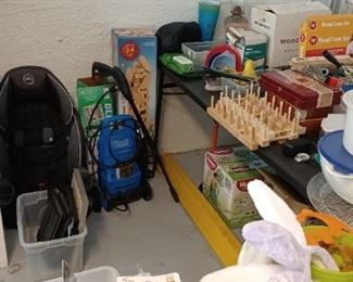 Childs Car Seat Pressure washer, Old Train Tracks and Cars.