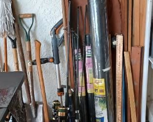 yard fabric and tools