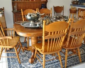 $395 Oak Dining Table w/Leaf        $400 8 Dining Chairs                       