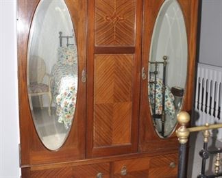 $450 Two Mirrored Inlay Armoire 62 1/2"W x 80 1/4"H x 20"D