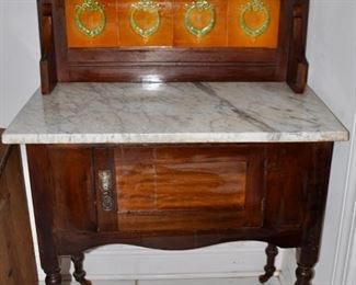 $250 Marble Top Wash Stand w/Tiles