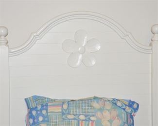 Painted Twin Bed w/Flower Headboard 58"H x 42"W