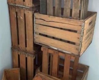 Apple crates, vintage wood crates