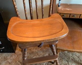 Jenny Lind style wooden high chair