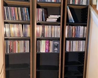 CD collection and CD stands or book cases