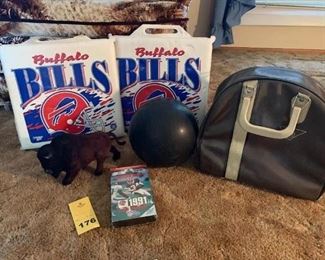 Vintage Buffalo Bills seat cushions and 1991 VHS tape (NIP) - this is the year!!